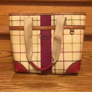 Coach Heritage Stripe Tattersall Tote
